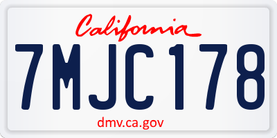 CA license plate 7MJC178