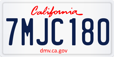 CA license plate 7MJC180