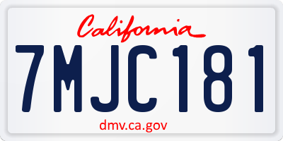 CA license plate 7MJC181