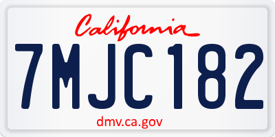 CA license plate 7MJC182