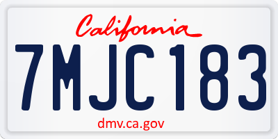 CA license plate 7MJC183