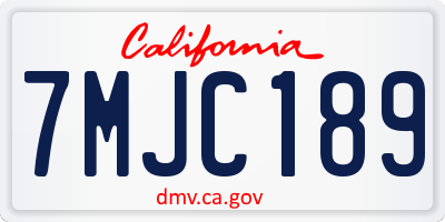 CA license plate 7MJC189