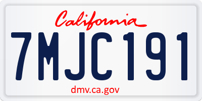 CA license plate 7MJC191
