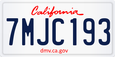 CA license plate 7MJC193