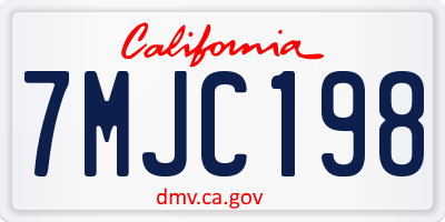 CA license plate 7MJC198