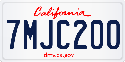CA license plate 7MJC200