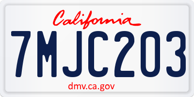 CA license plate 7MJC203