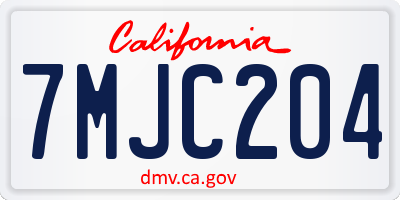 CA license plate 7MJC204