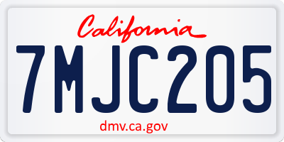 CA license plate 7MJC205