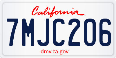 CA license plate 7MJC206