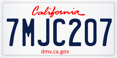 CA license plate 7MJC207