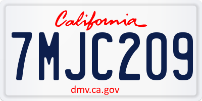 CA license plate 7MJC209