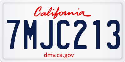 CA license plate 7MJC213
