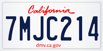CA license plate 7MJC214
