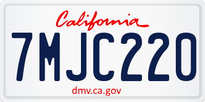 CA license plate 7MJC220