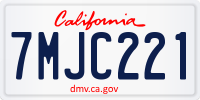 CA license plate 7MJC221