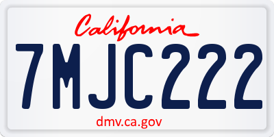 CA license plate 7MJC222