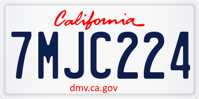 CA license plate 7MJC224