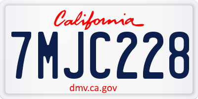 CA license plate 7MJC228