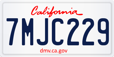 CA license plate 7MJC229