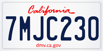 CA license plate 7MJC230