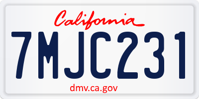 CA license plate 7MJC231