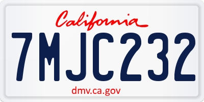 CA license plate 7MJC232