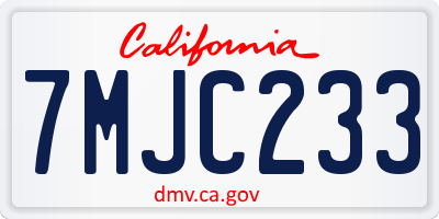 CA license plate 7MJC233