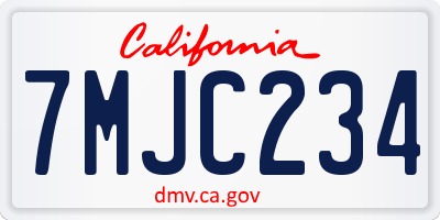 CA license plate 7MJC234