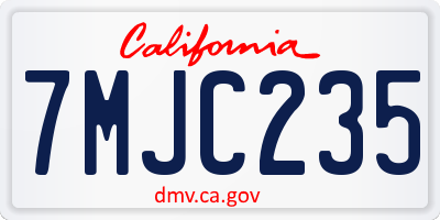 CA license plate 7MJC235