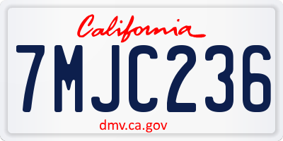 CA license plate 7MJC236