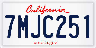 CA license plate 7MJC251