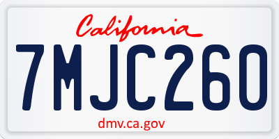 CA license plate 7MJC260