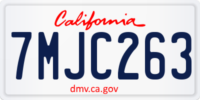 CA license plate 7MJC263