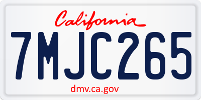 CA license plate 7MJC265