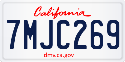 CA license plate 7MJC269