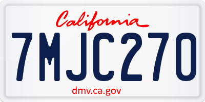 CA license plate 7MJC270