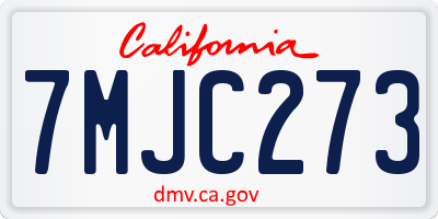 CA license plate 7MJC273