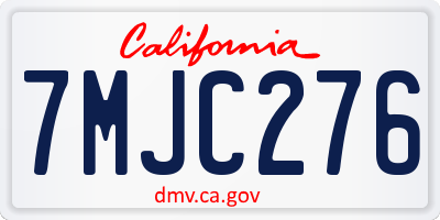 CA license plate 7MJC276