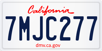 CA license plate 7MJC277