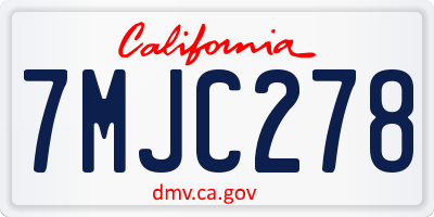 CA license plate 7MJC278