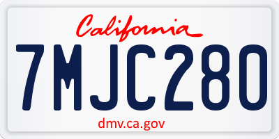 CA license plate 7MJC280