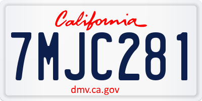 CA license plate 7MJC281
