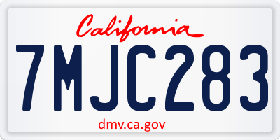 CA license plate 7MJC283