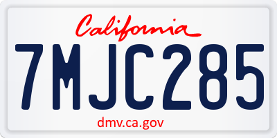 CA license plate 7MJC285