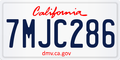 CA license plate 7MJC286
