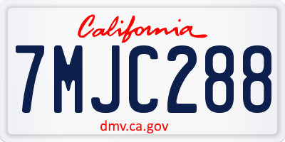 CA license plate 7MJC288