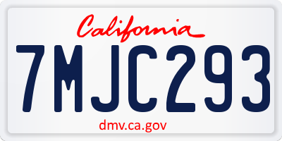 CA license plate 7MJC293