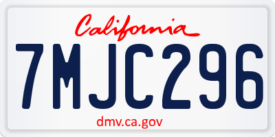 CA license plate 7MJC296