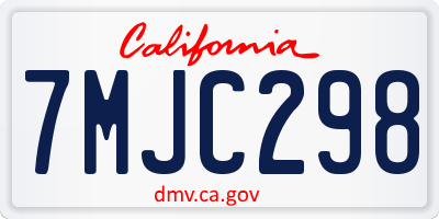 CA license plate 7MJC298